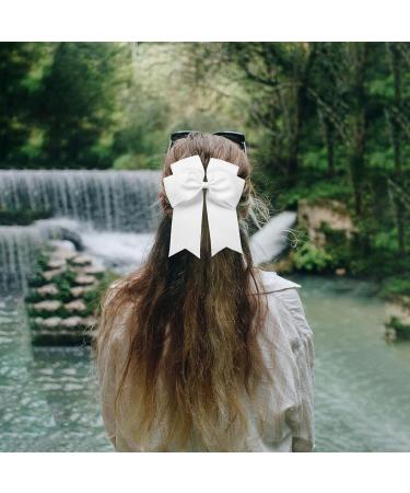 2 Pack 6 inch Bow Hair Clips Large Hair Bow Hair Barrette Clips for Women Girls White Hair Bow for Women - Buy Online on GoSupps.com