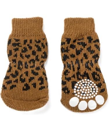 Harfkoko Pet Heroic Anti-Slip Knit Leopard Print Dog & Cat Socks | Rubber Reinforced Paw Protectors for Indoor Wear | Small-Medium-Large Dogs & Cats - Buy Online on GoSupps.com