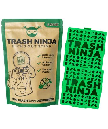Trash Ninja Trash Can Deodorizer and Odor Eliminator (2 Pack) for Indoor Trash Cans Up to 10 Gallons, Made with Natural Activated Carbon - Lasts Up to 3 Months - Garbage Can Deodorizer to Control Odor for Indoor Trash Cans