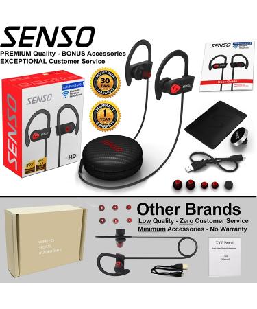 SENSO Bluetooth Headphones - HD Stereo Sweatproof Earbuds for Gym & Running - Buy Online on GoSupps.com