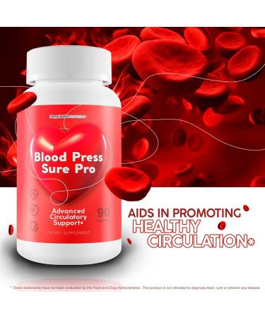 Blood Press Sure Pro With Magnesium 12 - Our Best Circulation Support Pressure Supplement - Circulation Vitamin Blood Flow - High Pressure Pills - Blood Flow Vasodilator Blood Circulation Supplements - Buy Online on GoSupps.com