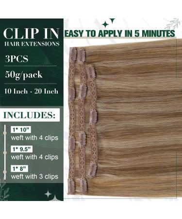Runature Clip In Extensions Real Human Hair 50cm - Smooth & Straight Blond Hair Extensions - 3PCs 50g #10p16 - Buy Online on GoSupps.com