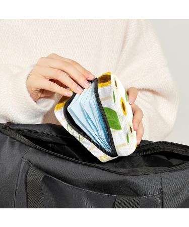 Sunflower Stripe Sanitary Napkin Storage Bag | Menstrual Cup Pouch & Makeup Organizer - Color 6 - Buy Online on GoSupps.com