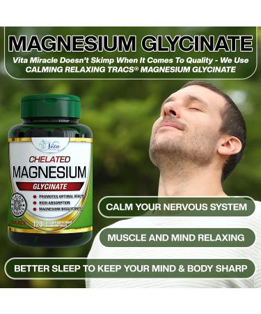 High Absorption Magnesium Glycinate 200mg Supplement - Promotes Sleep, Heart Health, Muscles & Nerves - 120 Count - Buy Online on GoSupps.com