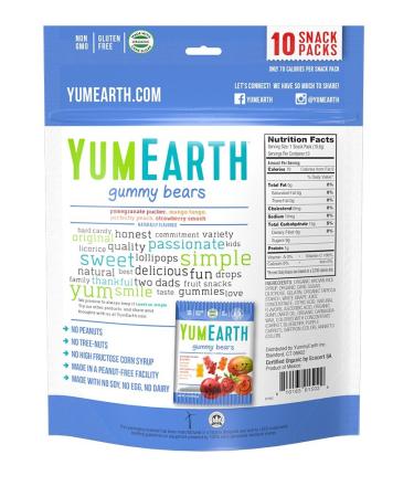 YumEarth Gummy Bears Assorted Flavors 10 Snack Packs 0.7 oz (19.8 g) Each - Buy Online on GoSupps.com
