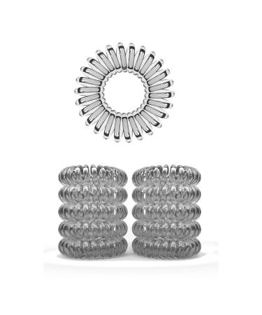 10 Set spiral hair tie - hair tie for less split and broken hair - hair tie spiral for fine hair parts - telephone cable spiral hair rubber transparent 3.5 cm 10 pieces (1 Pack) transparent