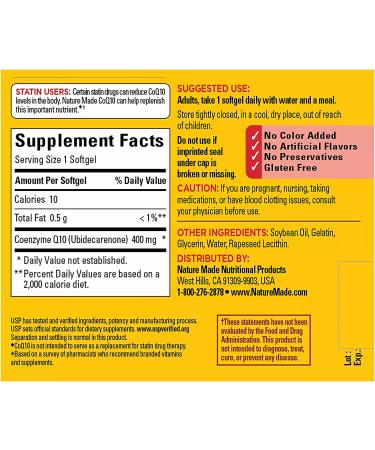 Nature Made CoQ10 400mg Softgels - Heart Health Support Supplement - 40 Day Supply - Buy Online on GoSupps.com