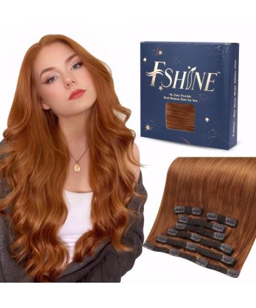 FSHINE AUBurn clip in extensions real hair Real 7 PCs 120 Grams Natural Remy Hair Invisible clip in hair extensions with PU shot for women hair extension real hair clip 50cm #330 1.9 clip #350 50cm