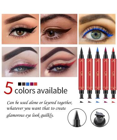 Winged Colored Eyeliners Set - 5 Colors Liquid & Pencil Stamps for All Eye Shapes | Waterproof Cat Eye Liners for Women - Buy Online on GoSupps.com