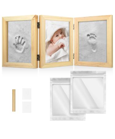 Navaris Baby Handprint and Footprint Kit - Set with Frame and Clay for Casting Babies Hand and Foot Prints - Ideal for Newborn Boys and Girls Beige