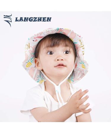 LANGZHEN Baby Girls Beach Sun Hat with Chin Strap - Flamingo Pink, 6-12 Months - Buy Online on GoSupps.com