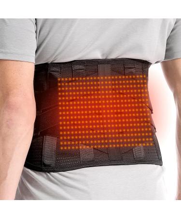 Cordless Heated Back Brace for Lower Back Pain Relief - Lumbar Support Belt with Heating Pad & 5000mAh Battery | Black Large for Herniated Disc Sciatica Scoliosis Relief - Buy Online on GoSupps.com
