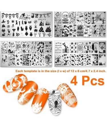 Whaline Halloween Nail Art Plates - 4 Piece Stamping Kit for DIY Manicure Designs - Buy Online on GoSupps.com