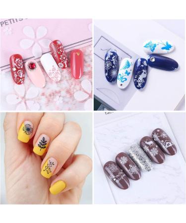NICENEEDED Nail Art Stamping Plates - Set of 4 with Flower, Christmas, Snow and Elk Patterns - DIY Nail Design Templates - Style 2 - Buy Online on GoSupps.com