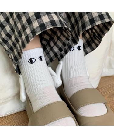 Creative Magnetic Holding Hands Couple Socks - 2 Pair Funny 3D Doll Cute Gifts - Black&White - Buy Online on GoSupps.com