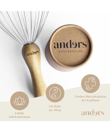 Anders Premium Head Massage Spider - 24 Fingers Bamboo Handle | Eco-Friendly Gift Packaging - Relaxation & Comfort - Buy Online on GoSupps.com