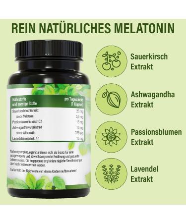 Vihado Nature Melatonin High Dose - Natural Sleep Aid with Sauerkirsch Ashwagandha Passion Flower & Lavender - 90 Capsules for Restful Sleep - Buy Online on GoSupps.com
