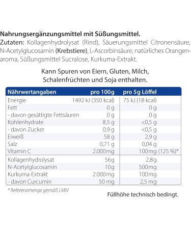 Collagen Powder with Bioactive Glucosamine Curcumin Collagen Peptides and Vitamin C for More Mobility - Orange - 5.30 Oz - Buy Online on GoSupps.com