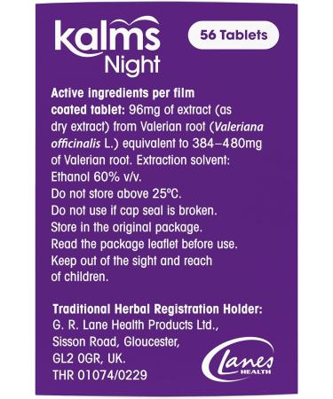 Kalms Night 56 Tablets - Traditional Herbal Medicinal Product Used for The Temporary Relief of Sleep Disturbances (Pack of 2) - Buy Online on GoSupps.com