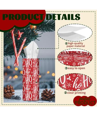 HUNKEN Christmas Round Car Tissue Holder - Festive Bulk Facial Tissues Holiday Decor for Cup Holders - Set of 4 Decorative Cylinders (Snowflakes Ho Ho Ho Candy Cane Stripes Holiday Icons) 4 Pcs - Buy Online on GoSupps.com