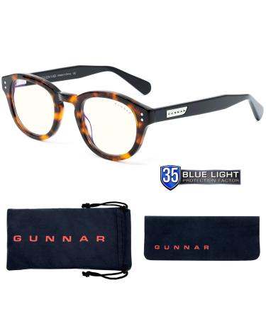 Computer Glasses | Blue Light Blocking Glasses | Emery Tortoise/Onyx by GUNNAR | Patented 35% Blue Light Protection 100% UV Light Anti-Reflective Protect & Reduce Eye Strain & Dryness Clear Lens Tortoise/Onyx/Clear
