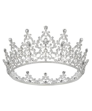 SWEETV Princess Tiara Crown for Women Girls - Crystal Bridal Hair Accessories for Wedding, Quinceanera, Prom - Silver - Buy Online on GoSupps.com