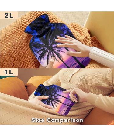 NAANLE 2L Hot Water Bottle with Palm Sunset Cover Relief for Menstrual Cramps & Heat Therapy | Large Transparent Hot Water Bag for Hand & Feet - Buy Online on GoSupps.com