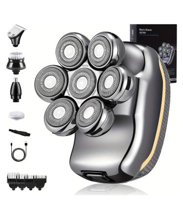 Razors Men's Electric Head Shaver Razor Rechargeable Cordless Hair Shaving Razors for Bald Man 6 in 1 Waterproof Wet Dry Beard Trimmer(6 in 1 Set)