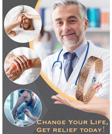 Jeracol Copper Magnetic Bracelet - Tree of Life Design | Adjustable Size | 100% Solid Copper Cuff Bangle with 12 Magnets | Gift Box Included - Buy Online on GoSupps.com