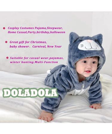 Doladola Unisex Baby Onesie 24-30 Months | Toddler Hooded Romper Outfit | Animal Cartoon Cat Design - Buy Online on GoSupps.com