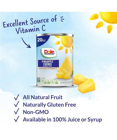 Dole Canned Pineapple Chunks in Heavy Syrup 20 Oz - Pack of 12 - Buy Online on GoSupps.com