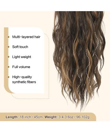 FESHFEN 18 Drawstring Ponytail Extension - Curly Wavy Black Brown Mix Golden Blonde Synthetic Hairpiece for Women - Buy Online on GoSupps.com