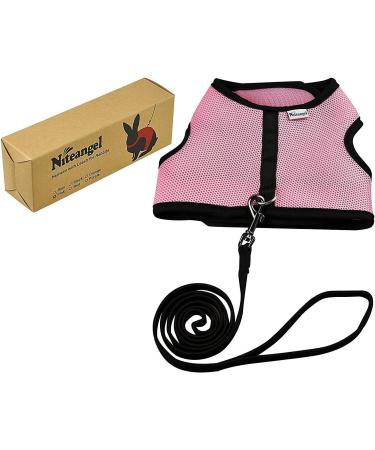 Niteangel Adjustable Soft Harness & Elastic Leash for Rabbits - Large Pink | Comfortable & Safe Pet Gear - Buy Online on GoSupps.com