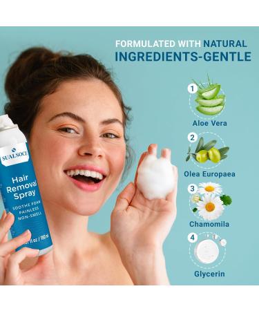 Hair Removal Spray Foam - 100% Natural Formula Painless & Effective Depilatory Cream for Body & Intimate Areas - Suitable for Women & Men - Buy Online on GoSupps.com