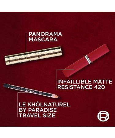  L'Oreal Paris L'Or al Paris Gift Set: Panorama Black Mascara Infallible Matte Resistance Lipstick 420 True Romance Paradise Le Khol Black Eyeliner Beauty Velvet Black - Buy Online on GoSupps.com