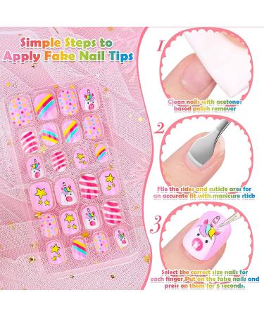 144-Piece Kids Press on Nails | Acejoz Summer Style Fake Nails for Girls | Sea Green Full Cover False Fingernails for Children - Nail Art Decoration - Buy Online on GoSupps.com