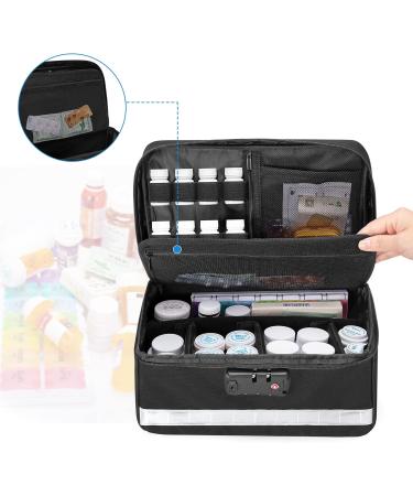 Damero Locking Pill Bottle Organizer - Secure Medicine Storage & Organizer Bag with Inner Dividers for Vitamins & Medical Supplies - Black - Buy Online on GoSupps.com