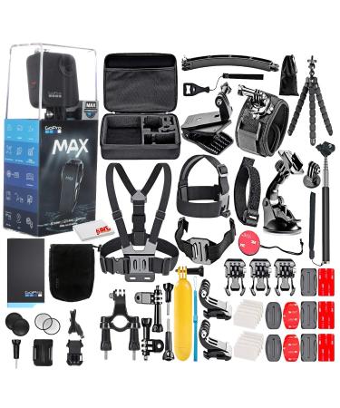GoPro MAX 360 Waterproof Action Camera -with 50 Piece Accessory Kit ,Touch Screen - Spherical 5.6K30 HD Video - 16.6MP 360 Photos - 1080p Live Streaming Stabilization - All You Need