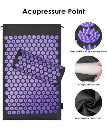 Buy AkuPressurmatte Acupressure Set - Black & Purple Nail Mat for Pain Relief | International Shipping Available - Buy Online on GoSupps.com