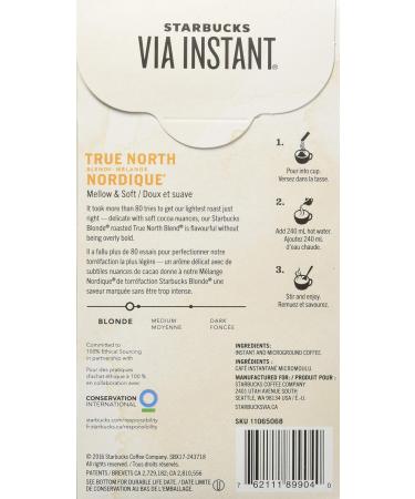 Starbucks Via Instant True North Blend (Pack of 12) True North 96 count True North True North Blend 3.3 g (Pack of 96) - Buy Online on GoSupps.com