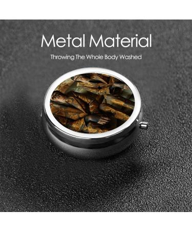 Four Apes in Suits Portable Pill Box - Round Mini 3-Compartment Metal Organizer for Small Pills | Perfect for Travel - Buy Internationally - Buy Online on GoSupps.com