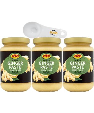 KTC Ginger Paste 210g - Pack of 3 with World Food Shop Scoop | Ground Ginger Puree | Ideal for Cooking and Seasoning | Convenient Multipack for Kitchen Essentials