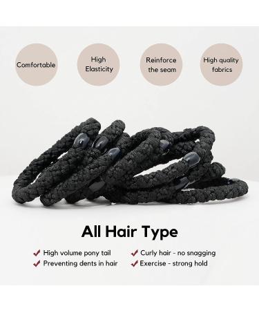18 Pcs HBY Hair Ties for Women Girls - No Damage Ponytail Holders for Thick Hair - Black - Buy Online on GoSupps.com