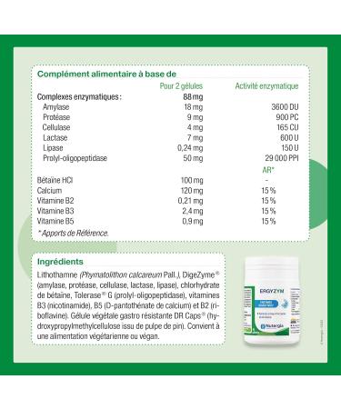 Nutergia Digestive enzymes Hearty meal Disturbed digestion digestive sensitivity Good functioning of digestive enzymes Food supplement 40 Capsules Made in France - Buy Online on GoSupps.com