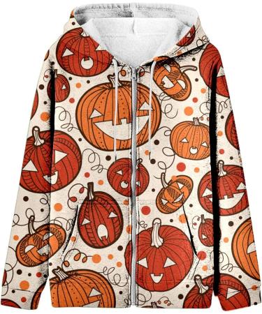 Halloween Costumes Autumn Fashion Pumpkin Bat Hooded Sweatshirt Long Sleeve Pocket Zipper Sport Women Sweatshirt N 4X-Large - Buy Online on GoSupps.com