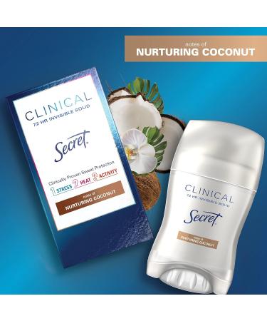Secret Clinical Coconut Deodorant 1.6 oz (Pack of 3) - Invisible Solid Antiperspirant Deodorant for Women - Buy Online on GoSupps.com
