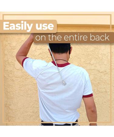 Retoo Telescopic Back Scratch Rod - High-Quality Stainless Steel 58.5 cm Portable Handle Green - Ideal for Itching Relief - Buy Online on GoSupps.com