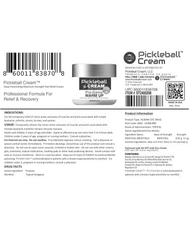 PRE-Game Warm Up SPF 60 Joint & Muscle Therapy Cream for Pickleball - Enhance Grip Strength Control Shots & Prevent Pain - Buy Online on GoSupps.com