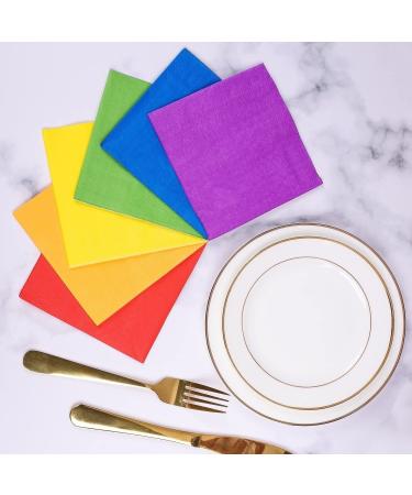 Whaline 120 Rainbow Cocktail Napkins - Gay Pride Day Party Favors - 2 Ply Beverage Paper Napkins - 6 Colors - Buy Online on GoSupps.com