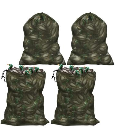Amylove 4 Pcs Mesh Decoy Bag Green Large Duck Decoy Bag for Goose Turkey Waterfowl Pigeon with Straps Light Weight Carrying Storage Backpack for Hunting 30 x 47 Inches